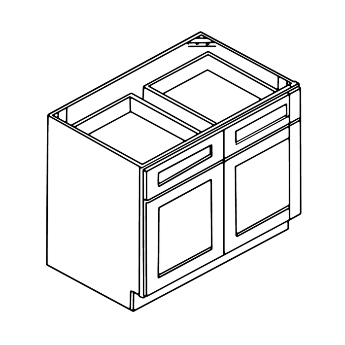 Double Door with Double Drawer Base Cabinet (Shaker Candlelight)